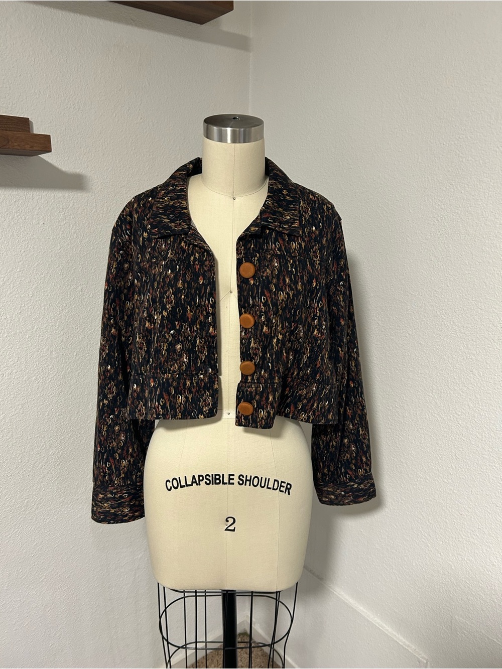 Christopher & Banks Black Multicolor Patterned Jacket